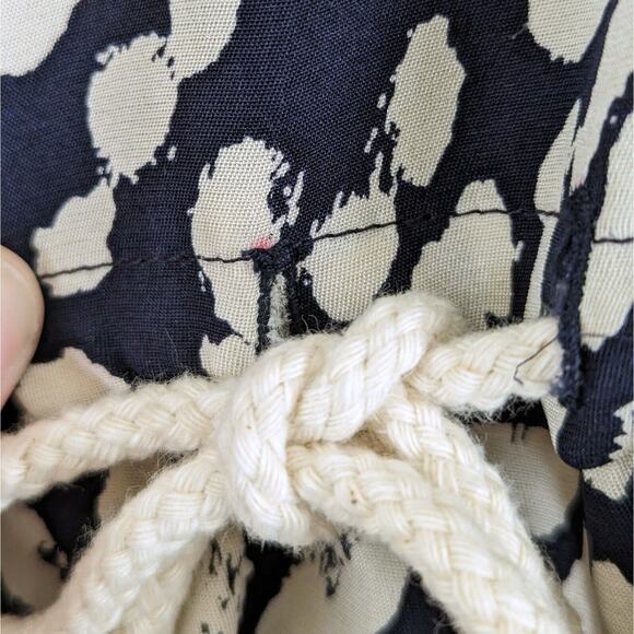 Sea New York Silk Blend Dress Navy Leopard Print Short Sleeve Drawstring, Size 6 - Picture 8 of 12